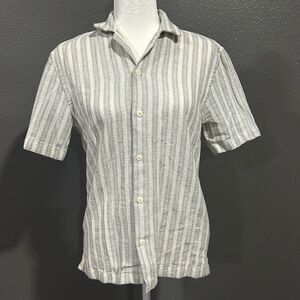 Zara Cotton Blend Button Up Shirt S